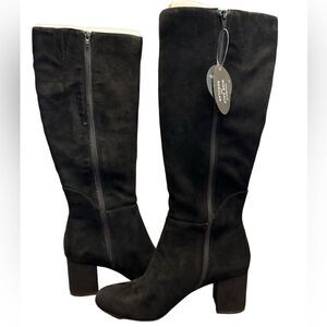 NWT INC Black Suede Knee High Boots Size 9